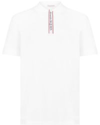 McQueen - Plain Cotton Tape Button Polo Shirt - Lyst