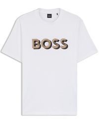 BOSS - Thompson Contrasting Logo Cotton Short Sleeve T-Shirt - Lyst