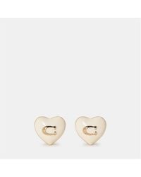 COACH - Heart Pearl Stud Earrings - Lyst
