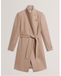 Ted Baker - Rose Belted Midi Wool Long Sleeve Coat - Lyst