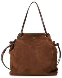 Prada - Carry Medium Suede Tote Bag - Lyst