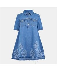 Ganni - Embroidered Mini Dress - Lyst