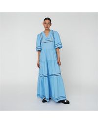Stella Nova - Maxi Dress With Short Sleeves And Artworks - Lyst