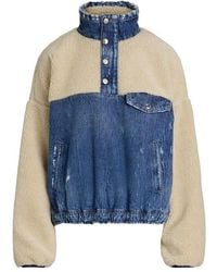 Polo Ralph Lauren - Fleece And Denim Funnel Neck Long Sleeve Oversized Fit Sherpa Jacket - Lyst