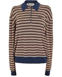 Miu Miu - Stripe Knitted Long Sleeve Polo Shirt - Lyst