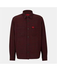 HUGO - Oversized Checked Flannel Cotton Long Sleeve Overshirt - Lyst