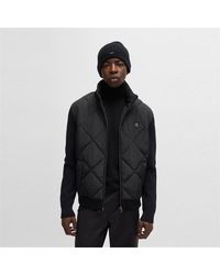 HUGO - Mixed-Material Jacket With Quilted Front Panel - Lyst