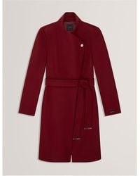 Ted Baker - Rose Belted Midi Wool Long Sleeve Coat - Lyst