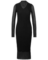 BOSS - Eviba Mesh Long Sleeve Funnel Neck Bodycon Dress - Lyst