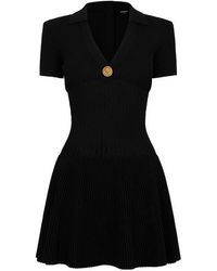 Balmain - Short-Sleeved Knit Dress - Lyst