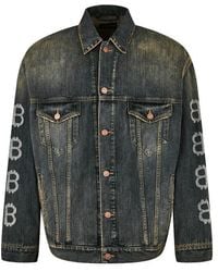 Balenciaga - Crypto Cotton Long Sleeve Oversized Fit Denim Jacket - Lyst