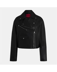 HUGO - Laridas Leather Jacket - Lyst