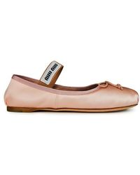 Miu Miu - Bow Detail Ballet Pumps - Lyst