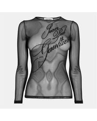 Jean Paul Gaultier - Mesh Sequin Long Sleeve Crop Top - Lyst