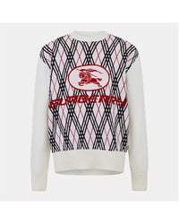 Burberry - Check Knitted Crew Neck Jumper - Lyst