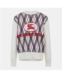Burberry - Check Knitted Crew Neck Jumper - Lyst