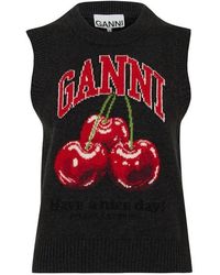 Ganni - Knitted Sweater Vest - Lyst