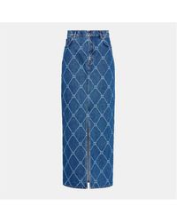 HUGO - Rigid-Denim Maxi Skirt - Lyst
