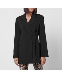 Ganni - Melange Viscose Long Sleeve Relaxed Fit Blazer - Lyst