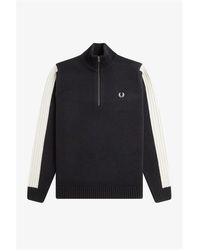 Fred Perry - Knitted Half Zip Crew Neck Jumper - Lyst