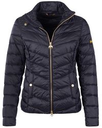 Barbour - Auburn Quilted Long Sleeve Funnel Neck Slim Fit Short Puffer Jacket - Lyst