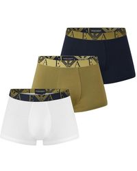 Emporio Armani - Bold Monogram Cotton Mid-Rise Trunks 3 Pack - Lyst