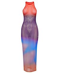 Off-White c/o Virgil Abloh - Blur Maxi Dress, Sheer Mesh Fabric - Lyst