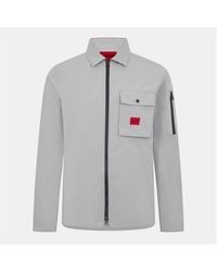 HUGO - Emmond Cotton Long Sleeve Zip Overshirt - Lyst