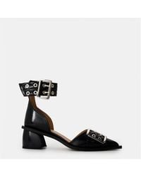 Ganni - Chunky Buckle Block Court Shoes - Lyst