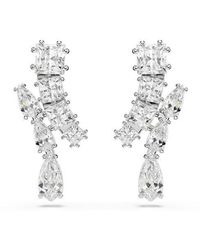 Swarovski - Matrix Drop Earrings, Mixed Cuts, White, Rhodium Plated - Lyst