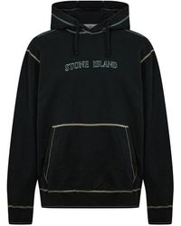 Stone Island - Cotton Fleece Garment Dyed Embroider Logo - Lyst