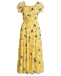 Lauren by Ralph Lauren - Floral Georgette Puff-sleeve Midi Dress - Lyst