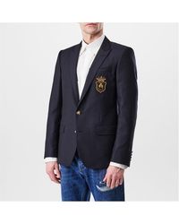 Dolce & Gabbana - Crest Appliquv Single Breasted Wool Long Sleeve Blazer - Lyst