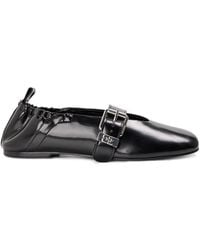 Ganni - Suede Balloon Box Latex Ballet Pumps - Lyst