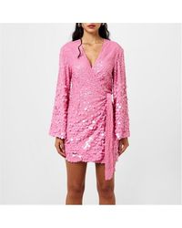 Club L London Club L Wrap Striped Sequin Mini Dress | Lyst UK