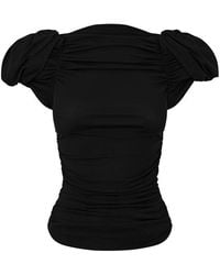 Magda Butrym - Puff Sleeve Rucked Slim Fit T-Shirt - Lyst