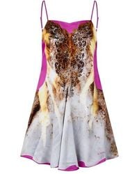 Y. Project - Lace Print Satin Slip Dress - Lyst