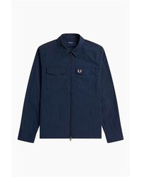 Fred Perry - Long Sleeve Zip Overshirt - Lyst