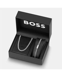 BOSS - Gents Chain For Him Stainless Steel Necklace & Bracelet Gift Set - Lyst