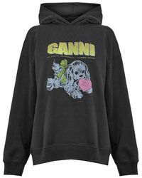 Ganni - Isoli Ovrsze Cropped Hoodie - Lyst