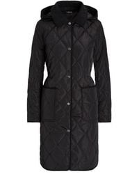 Ralph Lauren - Corduroy Trim Quilted Detachable Hood Long Sleeve Short Puffer Jacket - Lyst