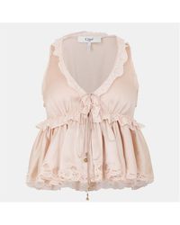 Chloé - Silk Short Sleeve Blouse - Lyst