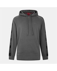 HUGO - Bodywear Liam Soft Cotton Pullover Hoodie With Logo Tape Detail - Lyst