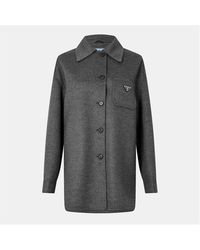 Prada - Double Cashwool Wool Cashmere Long Sleeve Overshirt - Lyst