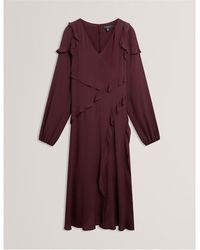 Ted Baker - Long-Sleeve Midi Tea Dress - Lyst