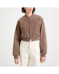 Manière De Voir - Monique Suede Wide Shoulder Bomber Jacket - Lyst