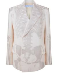 Off-White c/o Virgil Abloh - Body Scan Relax Skeleton Graphic Long Sleeve Double-Breasted Denim Jacket - Lyst