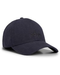 BOSS - Linen Baseball Cap With Iconic Logo Detail - Lyst