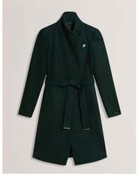 Ted Baker - Rose Belted Midi Wool Long Sleeve Coat - Lyst