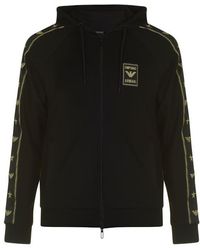 Emporio Armani Gold Tape Full Zip Hoodie - Black